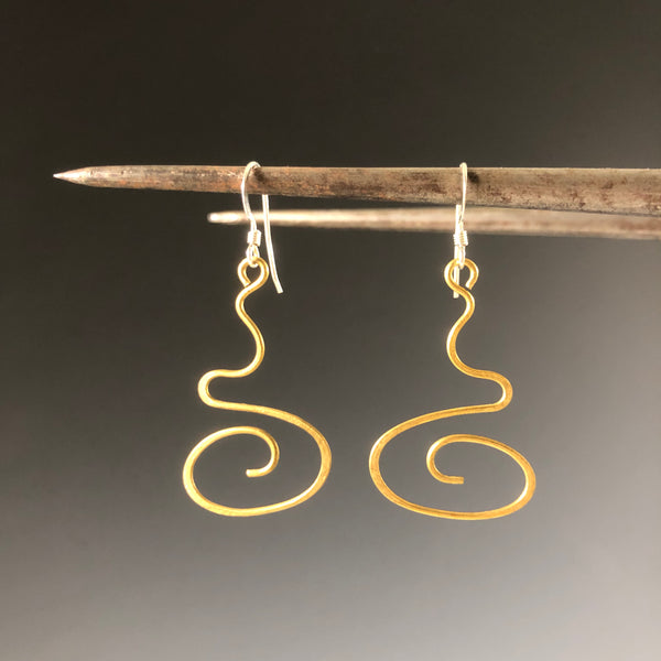 Squiggles Brass Earrings