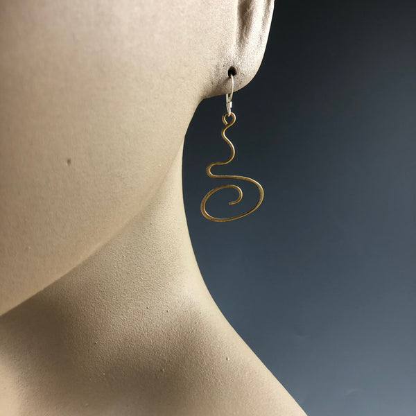 Squiggles Brass Earrings