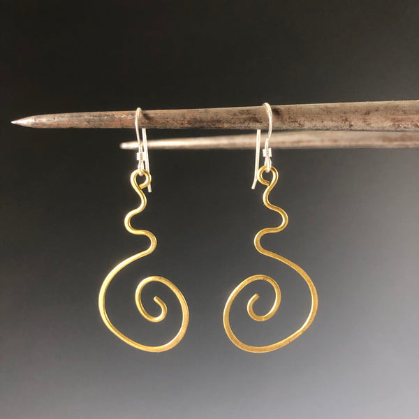 Squiggles Brass Earrings
