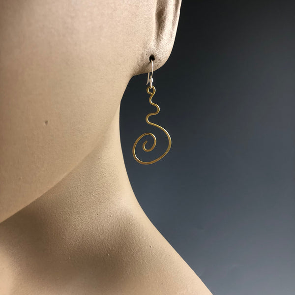 Squiggles Brass Earrings