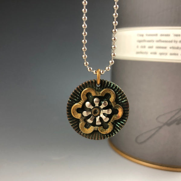 U-Turn Circle Copper, Brass & Steel Necklace