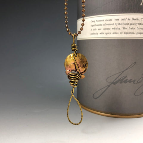 Circle Slab Brass & Copper Necklace